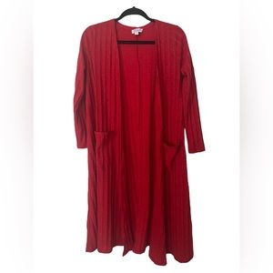 Lularoe red long cardigan Size: S